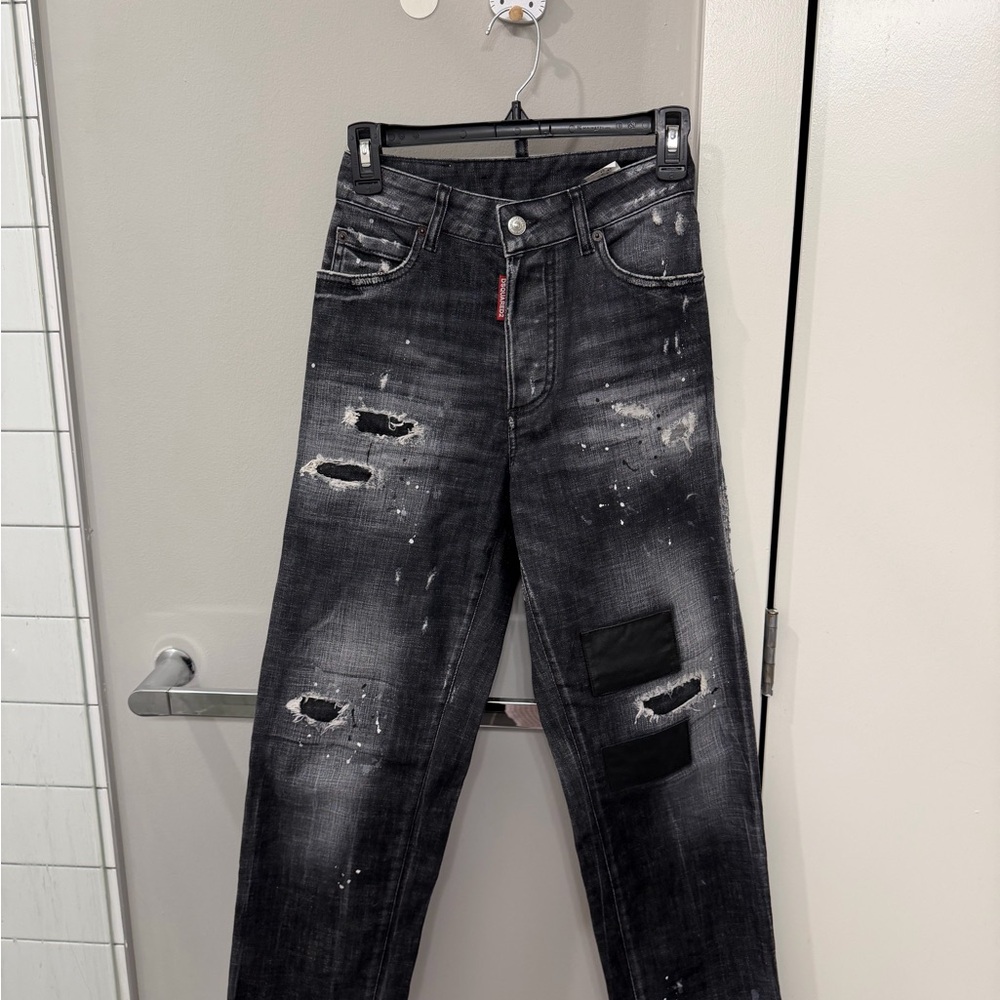 DSQUARED2 Black Distressed Straight Leg Jeans